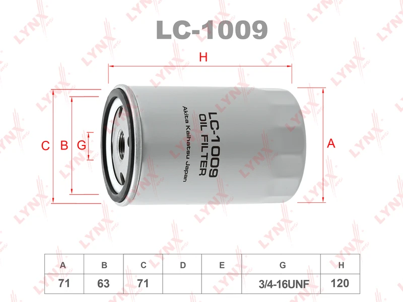 Фильтр масляный LYNXauto LC-1009