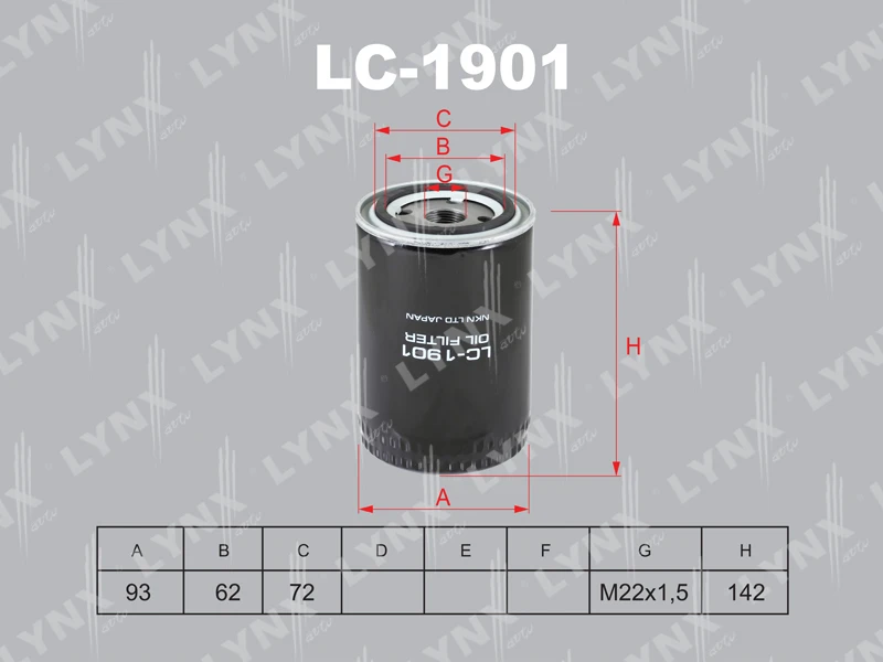 Фильтр масляный LYNXauto LC-1901