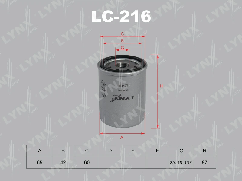 Фильтр масляный LYNXauto LC-216