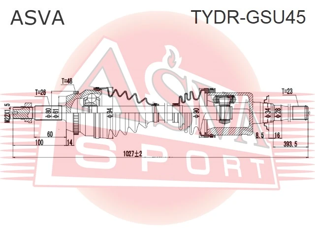 Приводной вал правый Asva TYDR-GSU45