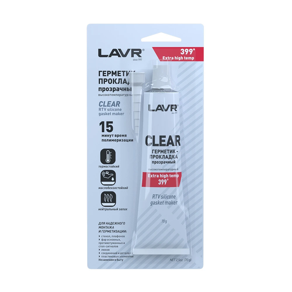 Герметик прокладка "LAVR" (85 г) (прозрачный, всокотемпературный)