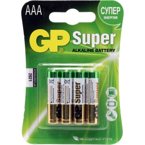Батерейка GP Super LR03|AAA щелочная блистер, алкалиновая, 4