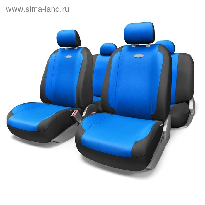 Накидка на сиденье алькантара черный/синий "AUTOPROFI" (прострочка ромб, противоскользящая подкладка
