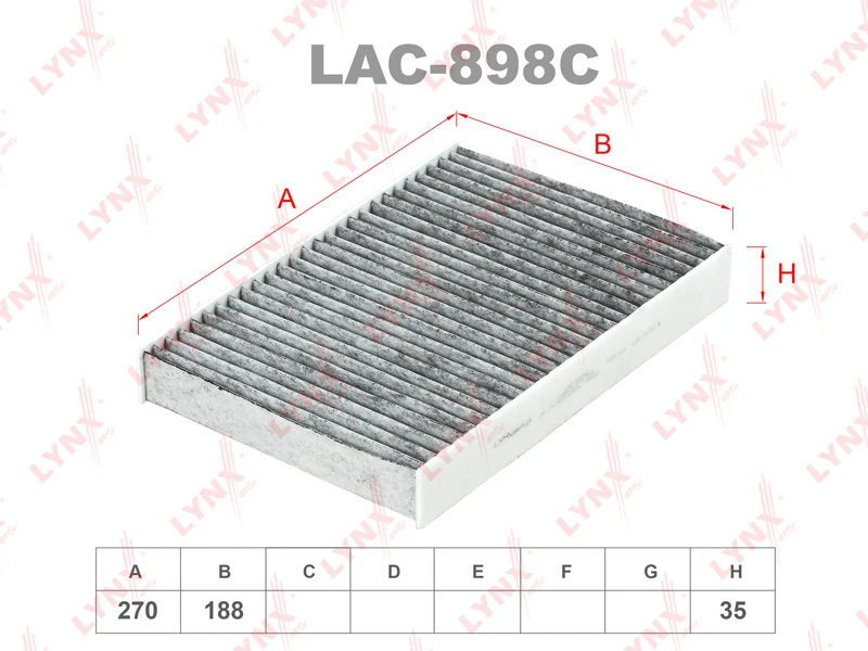 Фильтр салона угольный LYNXauto LAC-898C