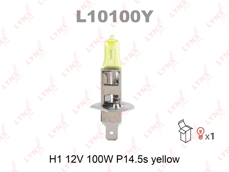 Лампа галогенная LYNXauto L10100Y H1 (P14.5s) yellow 12В 100Вт 1 шт