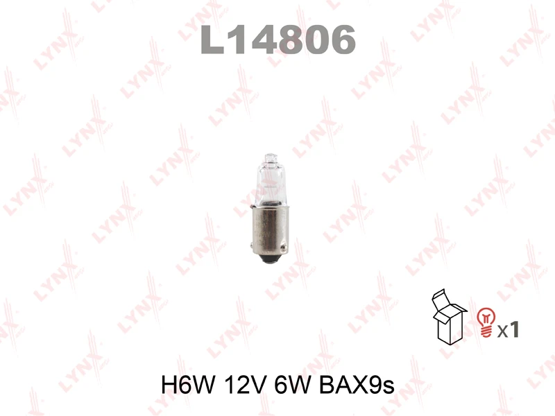Лампа подсветки LYNXauto L14806 H6W (BAX9s) 12В 6Вт 1 шт