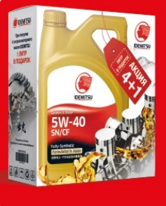 Моторное масло Idemitsu 5W-40 синтетическое 4 л + 1 л