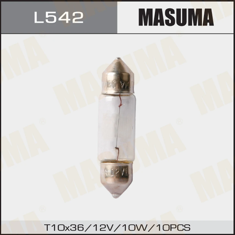 Лампа подсветки Masuma L542 C10W 12V 10W T10x37, SV8.5, б/ц, 1