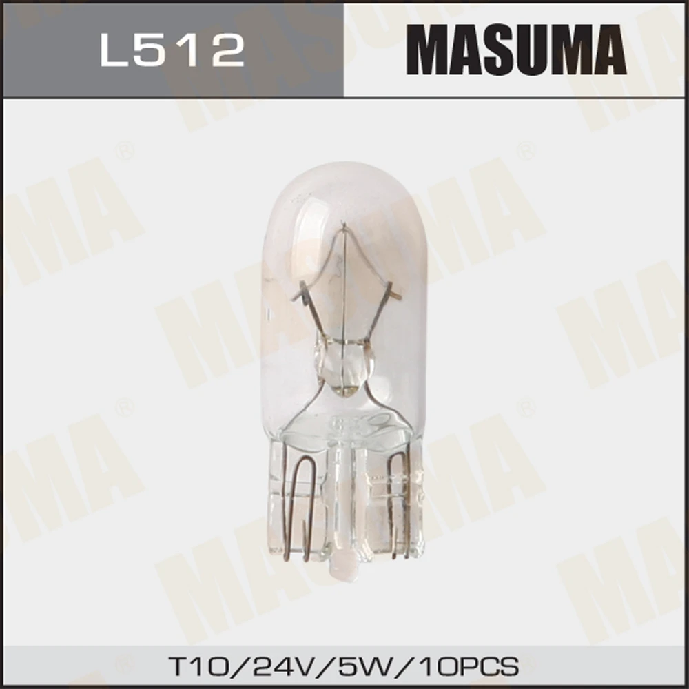 Лампа подсветки Masuma L512 W5W 24V 5W T10, б/ц, 1