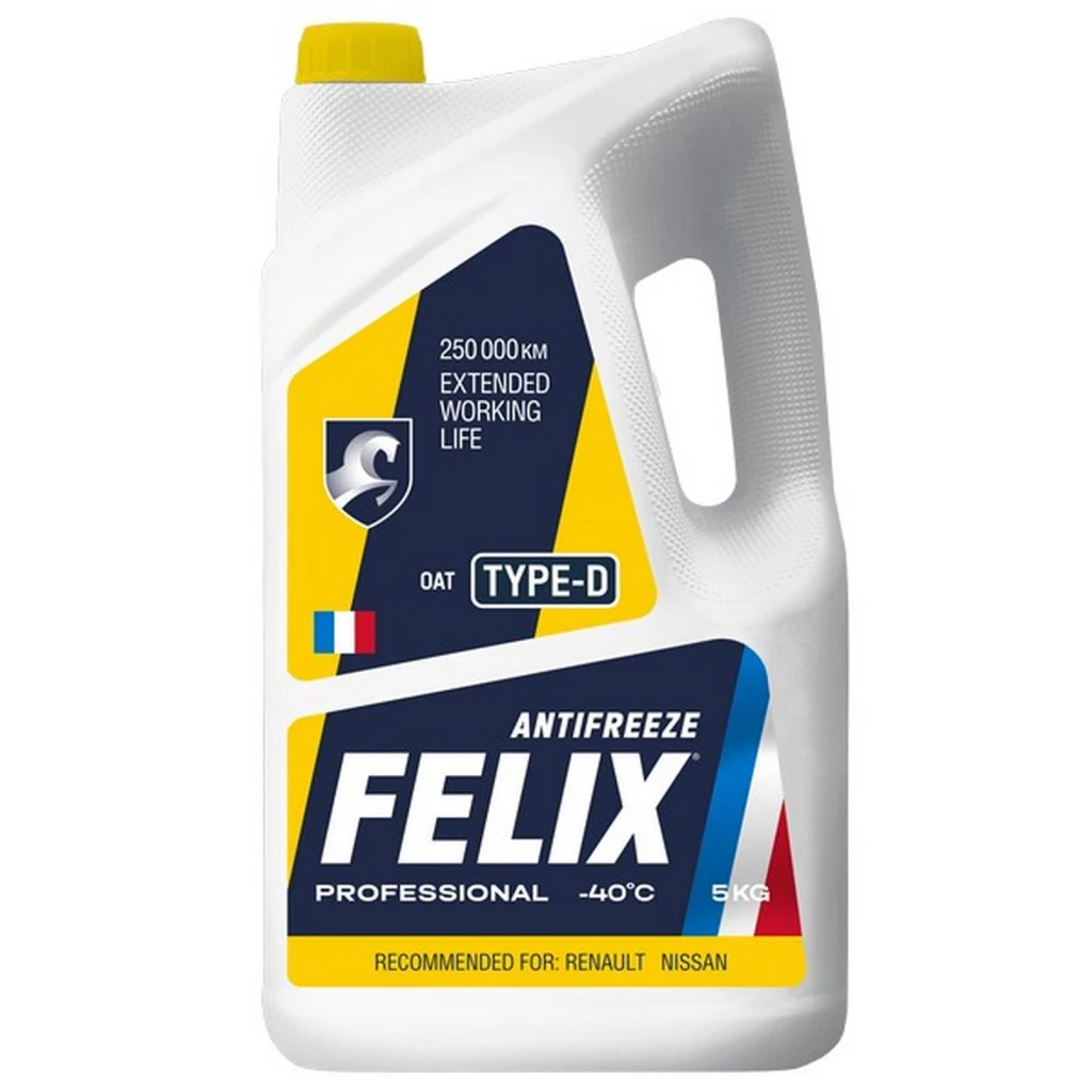 Антифриз Felix Type-D G12+ желтый -40°С 5 кг