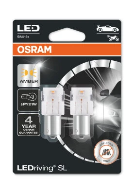 Лампа светодиодная Osram PY21W 12V, 7507DYP-02B, 2 шт