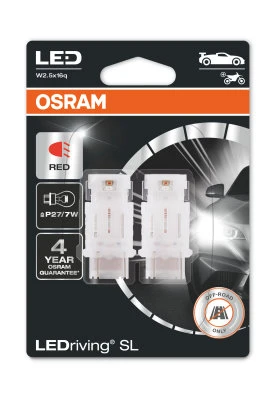 Лампа светодиодная Osram P27|7W 12V, 3157DRP-02B, 2 шт