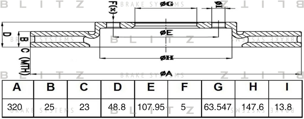Диск тормозной FORD Focus III/Kuga II 11-> BLITZ BS0466
