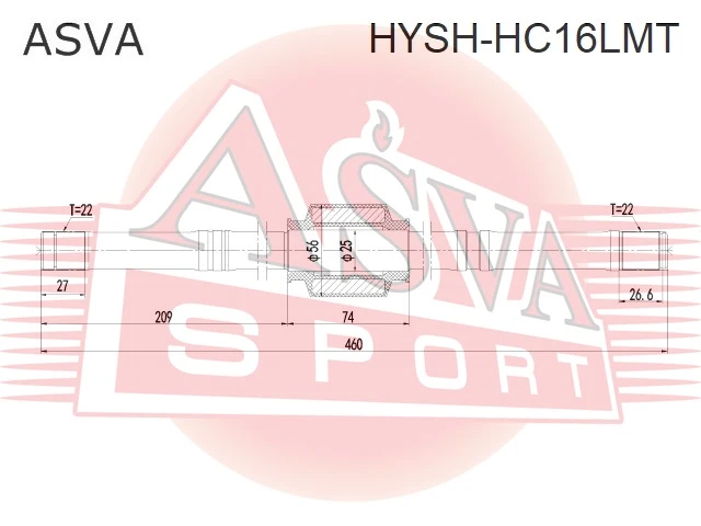 Полуось левая Asva HYSH-HC16LMT