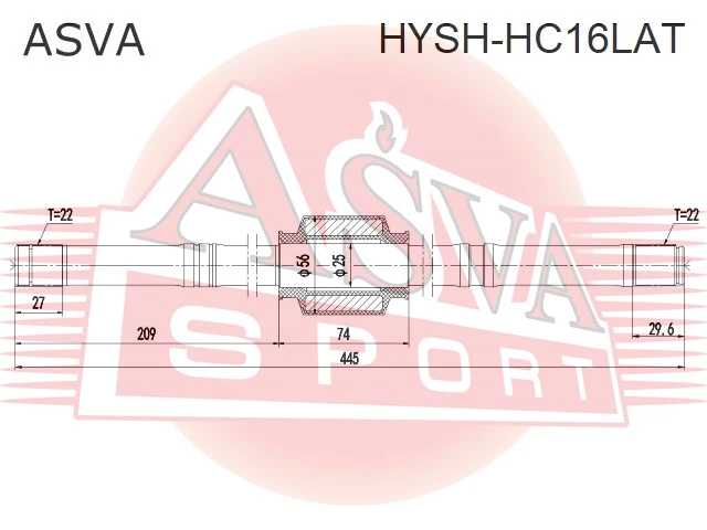 Полуось левая Asva HYSH-HC16LAT