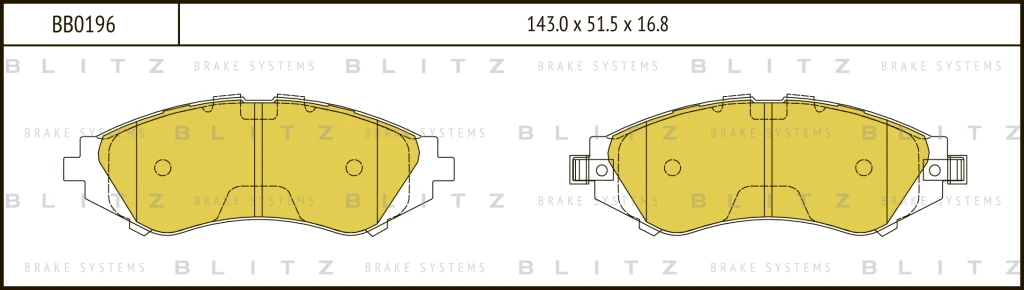 Колодки тормозные дисковые передние DAEWOO Lacetti/Nubira 04- BLITZ BB0196