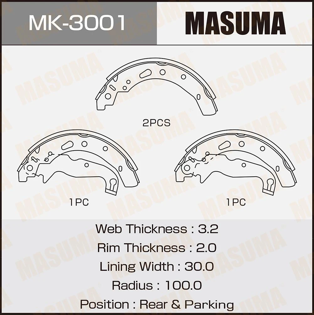 Колодки тормозные барабанные Masuma MK-3001