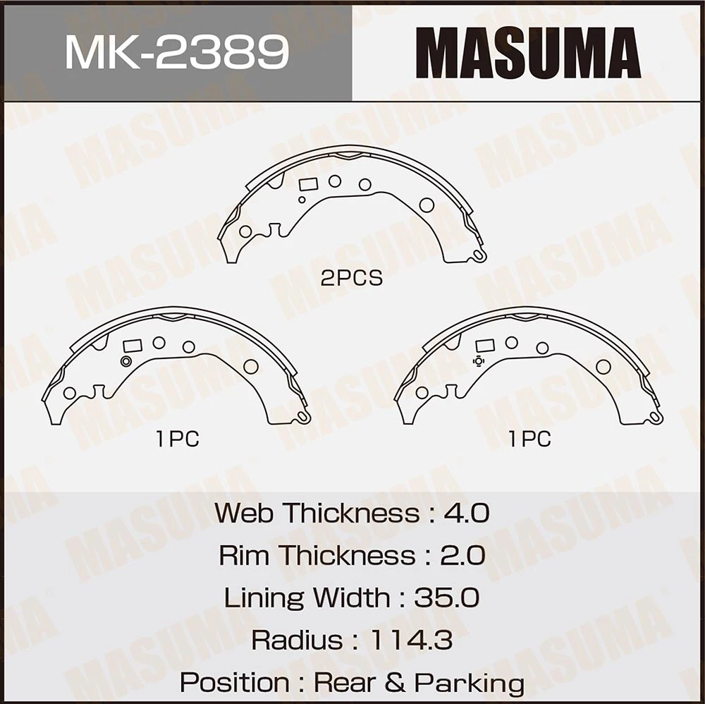 Колодки тормозные барабанные Masuma MK-2389