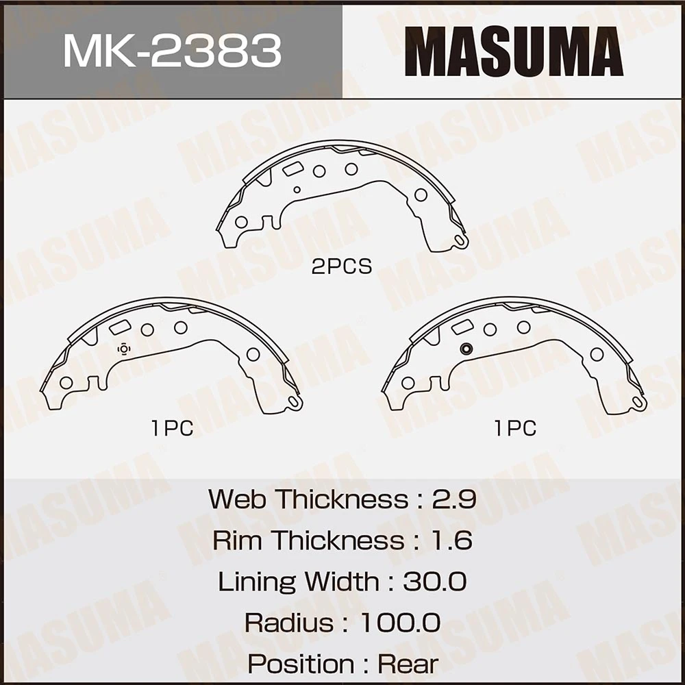 Колодки тормозные барабанные Masuma MK-2383