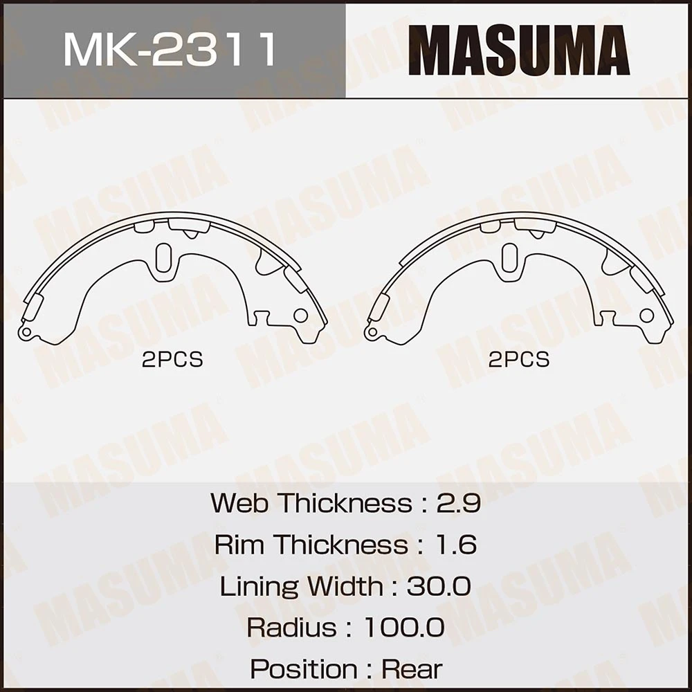 Колодки тормозные барабанные Masuma MK-2311