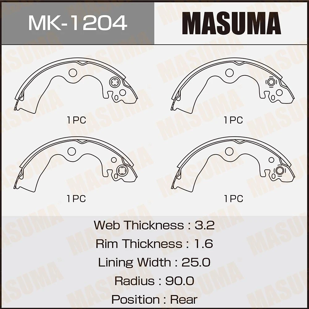 Колодки тормозные барабанные Masuma MK-1204