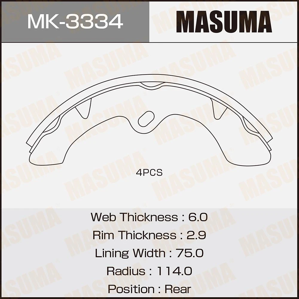 Колодки тормозные барабанные Masuma MK-3334