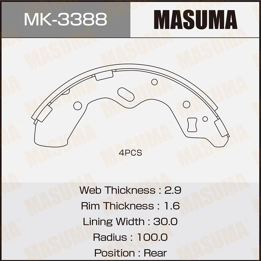 Колодки тормозные барабанные Masuma MK-3388