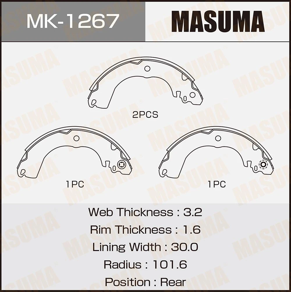 Колодки тормозные барабанные Masuma MK-1267