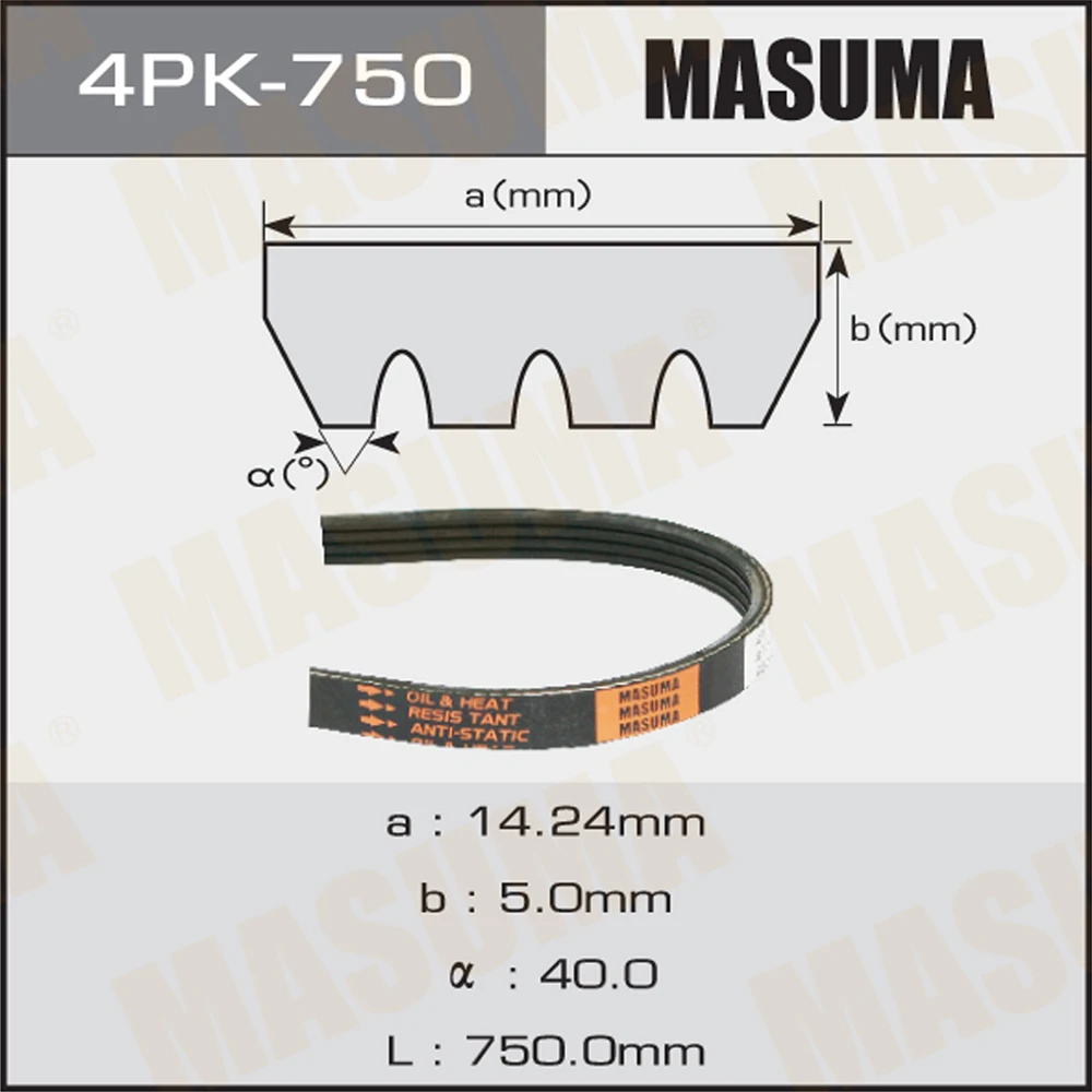 Ремень поликлиновой Masuma 4PK-750