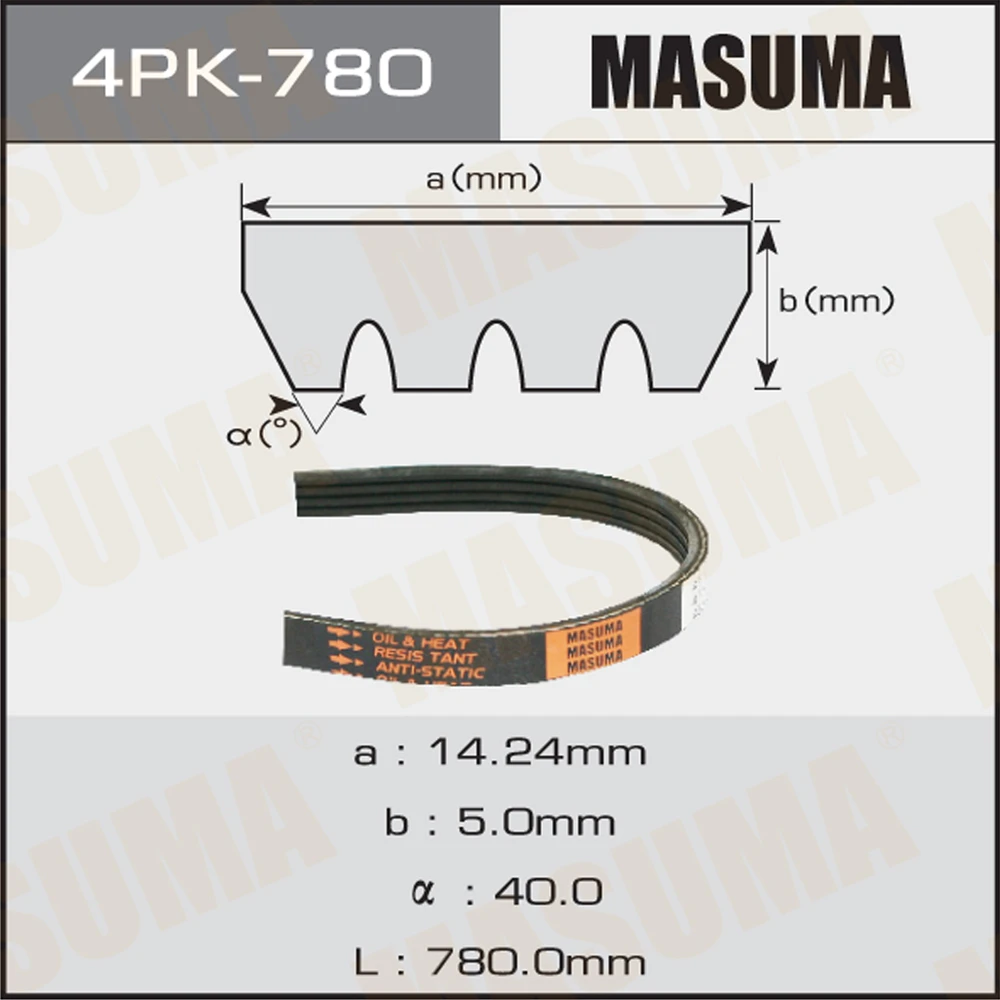 Ремень поликлиновой Masuma 4PK-780