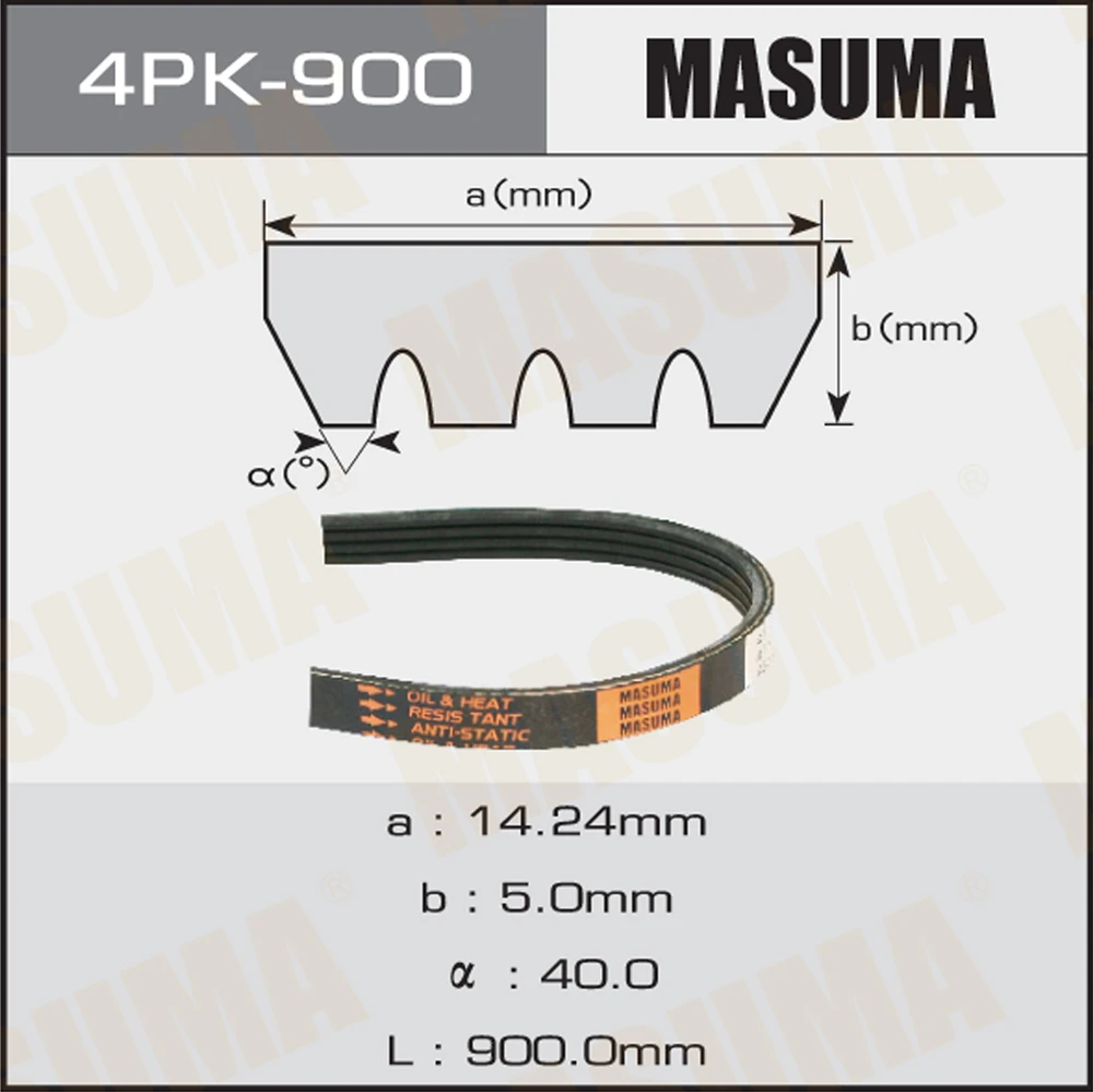 Ремень поликлиновой Masuma 4PK-900