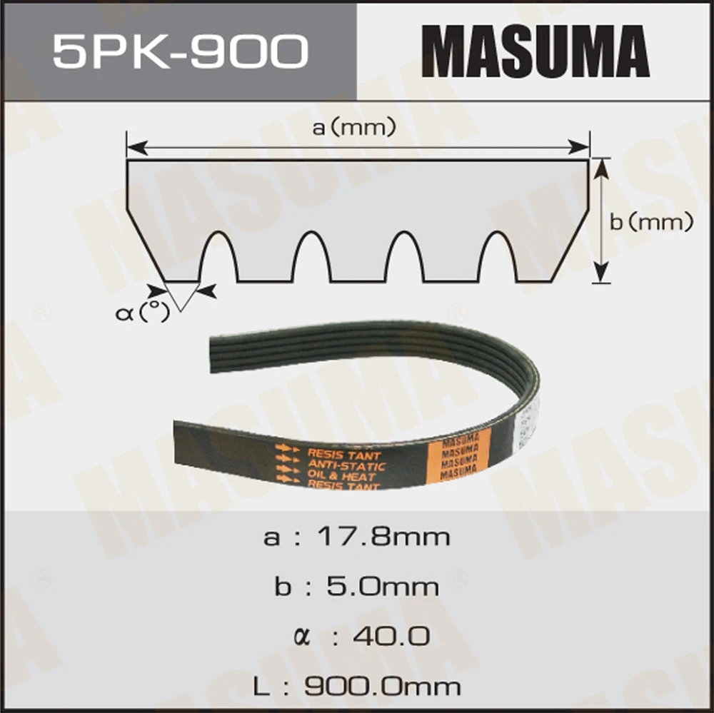 Ремень поликлиновой Masuma 5PK-900