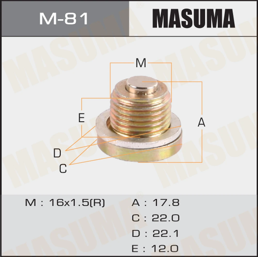 Болт маслосливной A/T С МАГНИТОМ Masuma M-81
