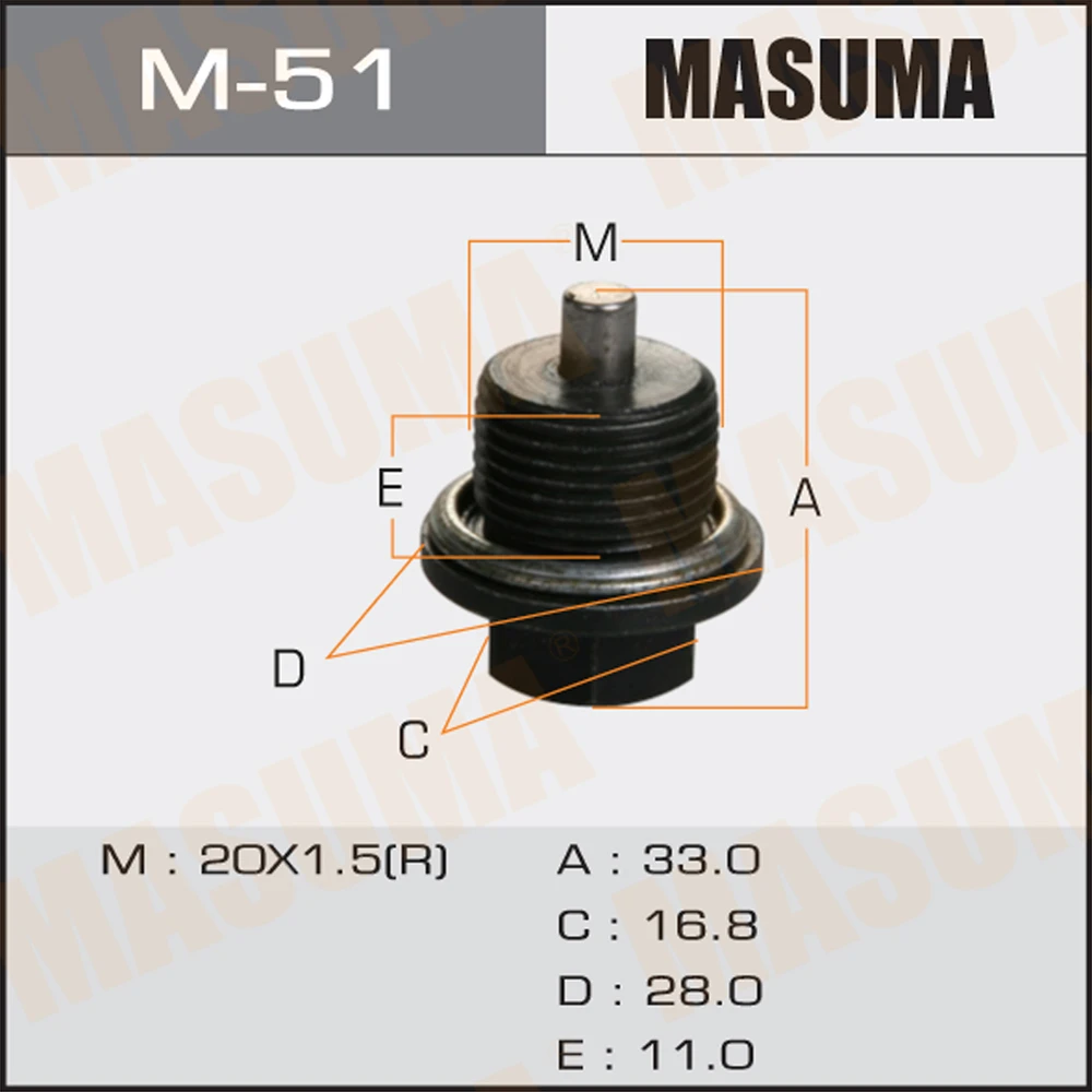Болт маслосливной С МАГНИТОМ Masuma M-51