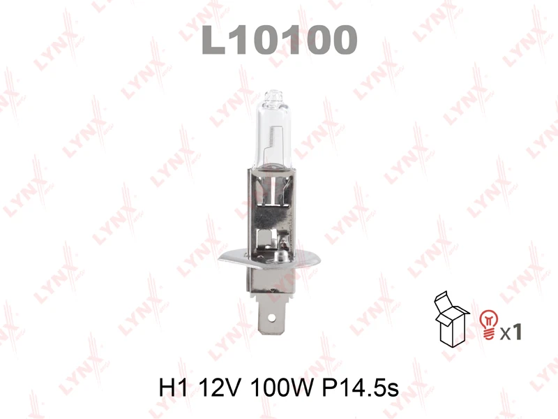 Лампа галогенная LYNXauto L10100 H1 (P14.5s) 12В 100Вт 1 шт