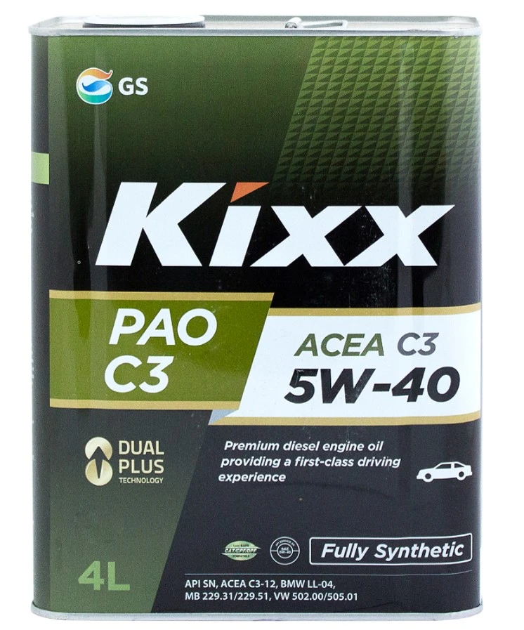 Моторное масло Kixx PAO C3 5W-40 синтетическое 4 л