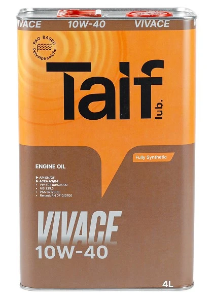Моторное масло Taif Vivace 10W-40 синтетическое 4 л