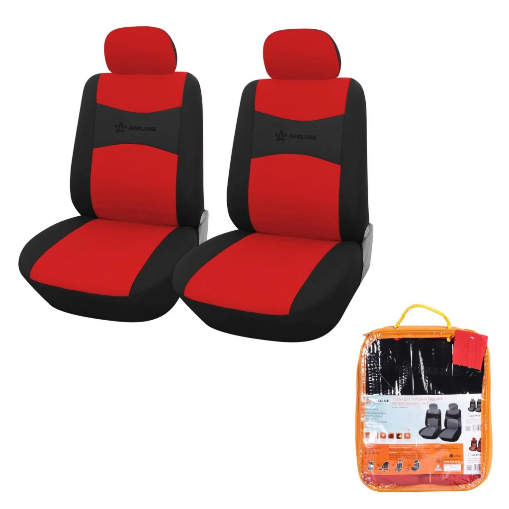 Чехлы автомобильные Airline RS-2 Полиэстер черный/красный 2 предметов