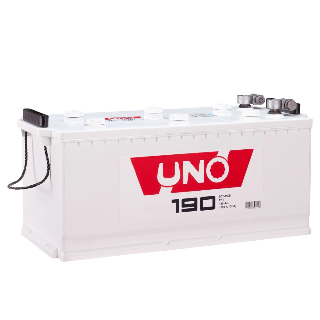 Аккумулятор грузовой Uno 190 а/ч 1 200А Прямая полярность (арт. 6СТ-190N)