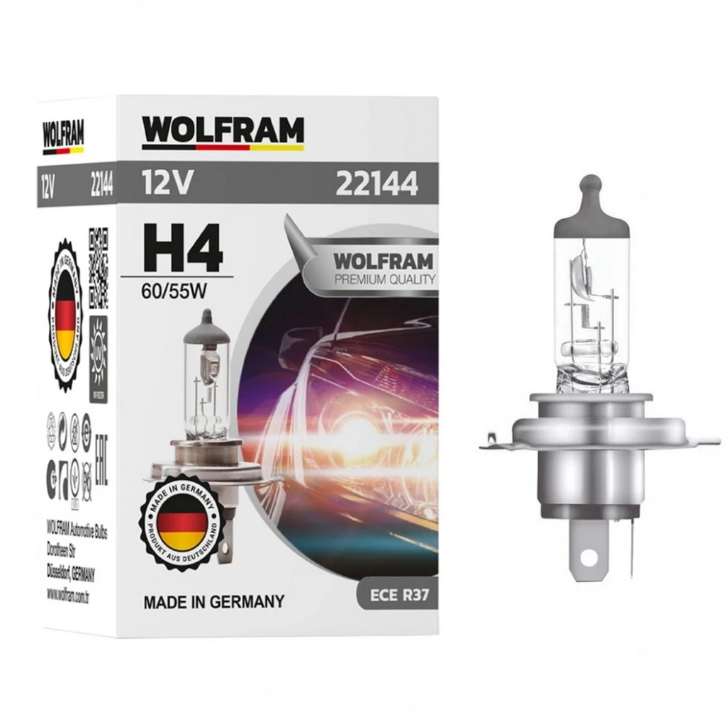 Лампа галогенная WOLFRAM 22144 H4 12V 60/55W, 1 шт.