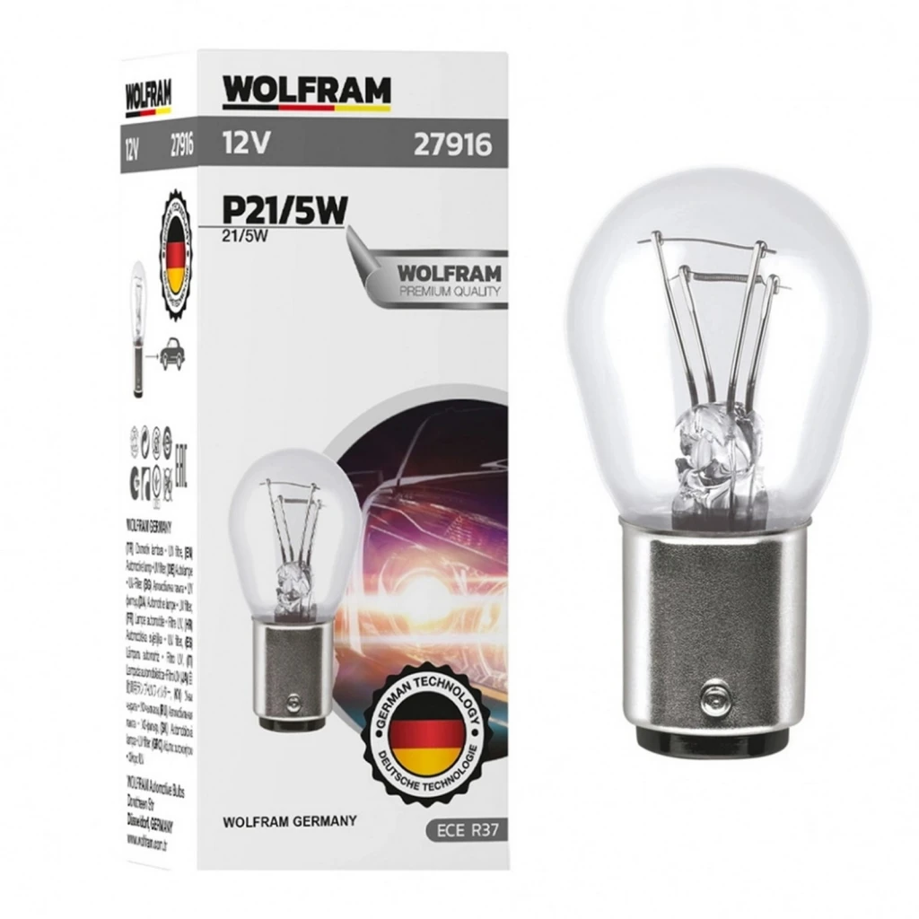 Лампа подсветки WOLFRAM 27916 P21/5W 12V 21/5W