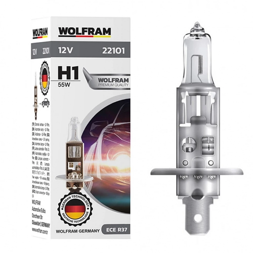 Лампа галогенная WOLFRAM 22101 H1 12V 55W, 1 шт.