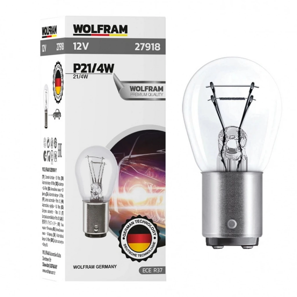 Лампа подсветки WOLFRAM 27918 P21/4W 12V 21/4W