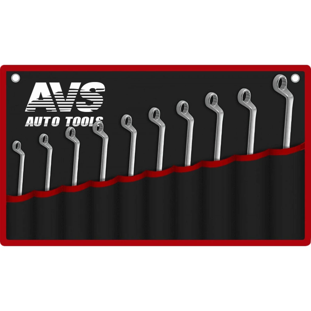 Набор ключей (10 предметов) "AVS" K2N10M (гаечных накидных изогнутых в сумке, 6-27 мм)