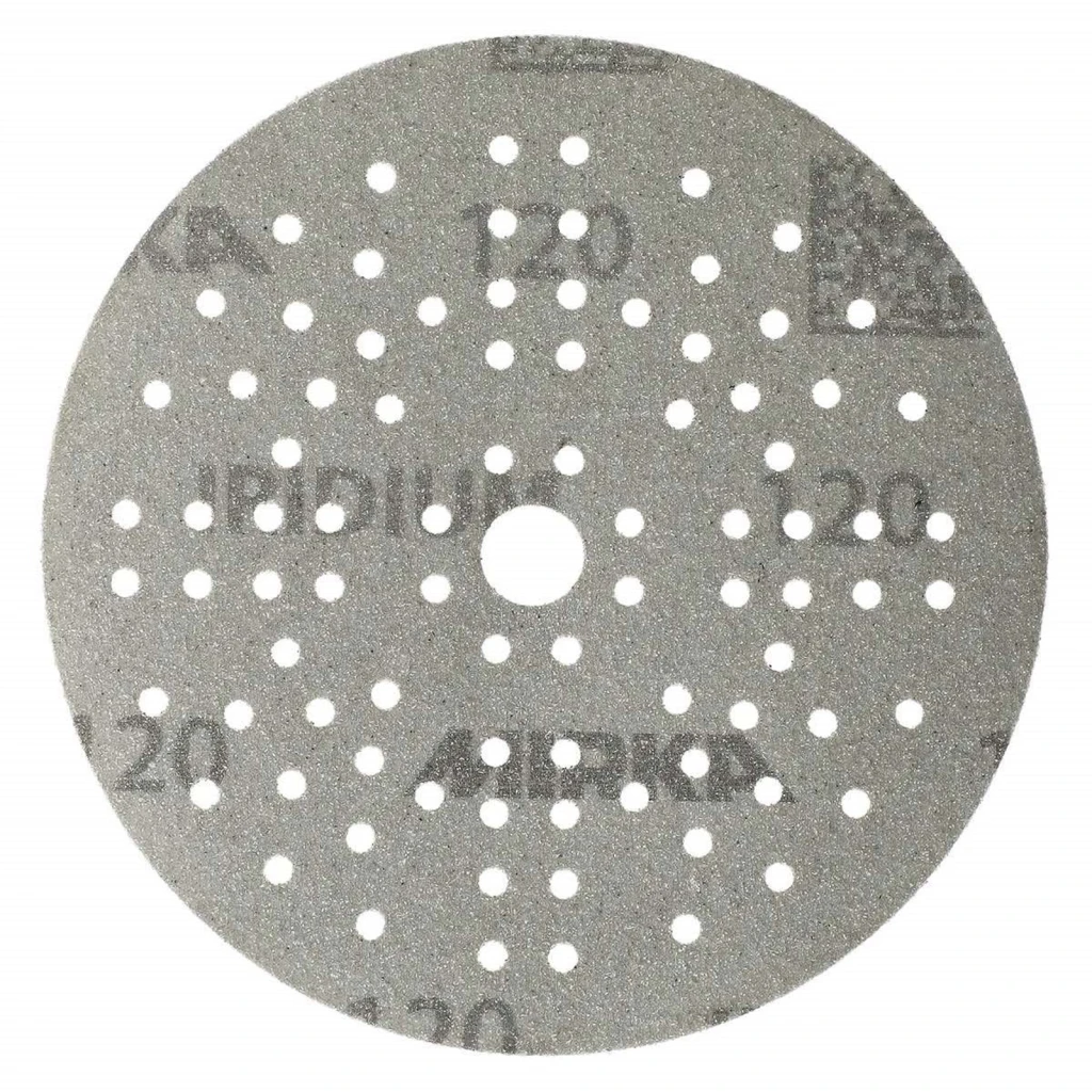 Круг шлифовальный 150 мм P240 "MIRKA" IRIDIUM (121 отв.) на бум. основе липучка