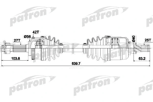 Вал приводной передний левый Patron PDS1620