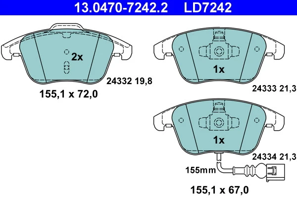 Колодки тормозные передние ATE Ceramic 13.0470-7242.2