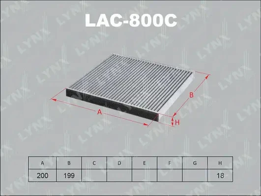Фильтр салона угольный LYNXauto LAC-800C