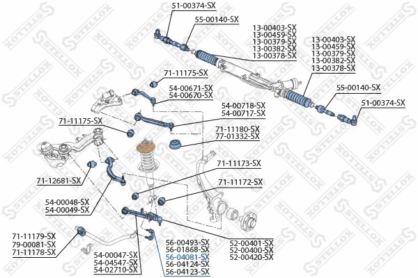 Стойка стабилизатора передняя правая комплект Stellox 56-04081-SX