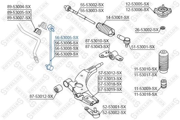 Тяга стабилизатора переднего правая Stellox 56-53005-SX